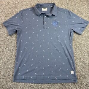 Linksoul‎ Mens Dragonfly Print Golf Polo Blue Short Sleeve Large Casual Stretch